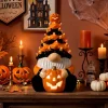 Joyfy 8.5 inch Halloween Decorations Ceramic Gnome Tree Decorations with Build-in LEDs, Light Up Pumpkin Table Decor Bed