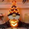 Joyfy 8.5 inch Halloween Decorations Ceramic Gnome Tree Decorations with Build-in LEDs, Light Up Pumpkin Table Decor Bed