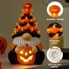 Joyfy 8.5 inch Halloween Decorations Ceramic Gnome Tree Decorations with Build-in LEDs, Light Up Pumpkin Table Decor Bed