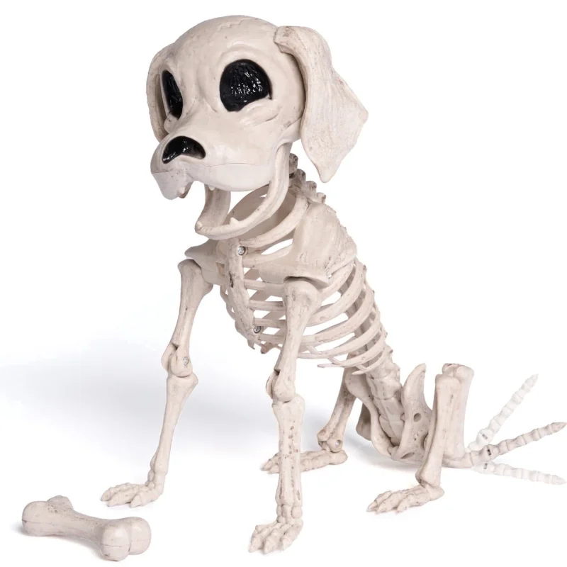 Joyfy 9.8 Inch Halloween Skeleton Dog Skeleton Halloween Decor, Pose-N-Stay Plastic Skeleton Bones with Posable Joints f