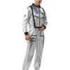 Joyfy Adult Men Astronaut Costume Halloween Spaceman Costume Silver Space Suit Spaceman Jumpsuit Pilot Outfit for Hallow