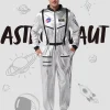 Joyfy Adult Men Astronaut Costume Halloween Spaceman Costume Silver Space Suit Spaceman Jumpsuit Pilot Outfit for Hallow