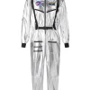 Joyfy Adult Men Astronaut Costume Halloween Spaceman Costume Silver Space Suit Spaceman Jumpsuit Pilot Outfit for Hallow