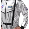 Joyfy Adult Men Astronaut Costume Halloween Spaceman Costume Silver Space Suit Spaceman Jumpsuit Pilot Outfit for Hallow