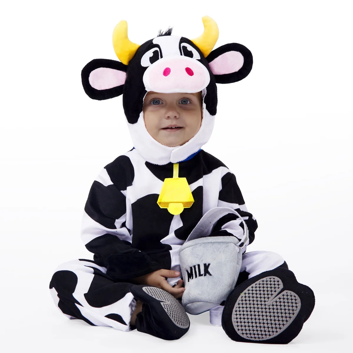 Joyfy Baby Cow Costume with Milking Bucket for Toddler, Kids Halloween Farm Party Dress up Role Playing Cosplay 0-5 Year