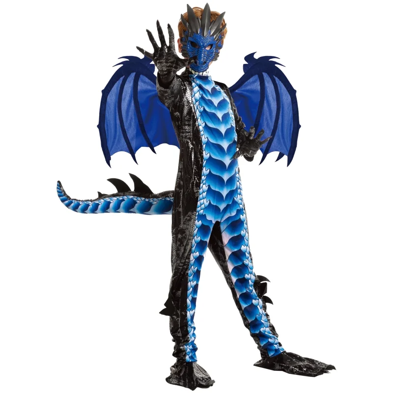 Joyfy Dragon Costume for Kids Boys Dragon Costume with Dragon Wings, Tail and Mask Outfits Set for Toddlers Halloween Dr