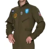 Joyfy Flight Pilot Costume for Adults Pilots Uniform Costume Movie Icon Green Jumpsuit for Men Halloween Party Fancy Dre
