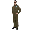 Joyfy Flight Pilot Costume for Adults Pilots Uniform Costume Movie Icon Green Jumpsuit for Men Halloween Party Fancy Dre