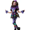 Joyfy Girls Clown Costume, Halloween Scary Clown Costume, Dark Colorful Twisted Clown Jester Dress for Girls Halloween D