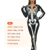 Joyfy Glow in the Dark Skeleton Costume for Adults Women Halloween Dress Up Party Role Playing Cosplay