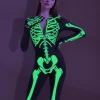 Joyfy Glow in the Dark Skeleton Costume for Adults Women Halloween Dress Up Party Role Playing Cosplay
