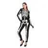 Joyfy Glow in the Dark Skeleton Costume for Adults Women Halloween Dress Up Party Role Playing Cosplay