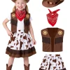 Joyfy Halloween Cowboy Costume for Boys, Kids Cowboy Costume Set, Brown Western Style Cowboy Outfit with Cowboy Hat for