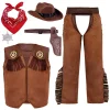 Joyfy Halloween Cowboy Costume for Boys, Kids Cowboy Costume Set, Brown Western Style Cowboy Outfit with Cowboy Hat for