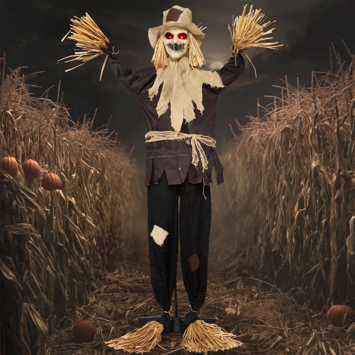 Joyfy Halloween Decorations Outdoor, Sound Activated with LED Eyes & Sound & Motion, Decor for Yard Farm Garden Indoor H