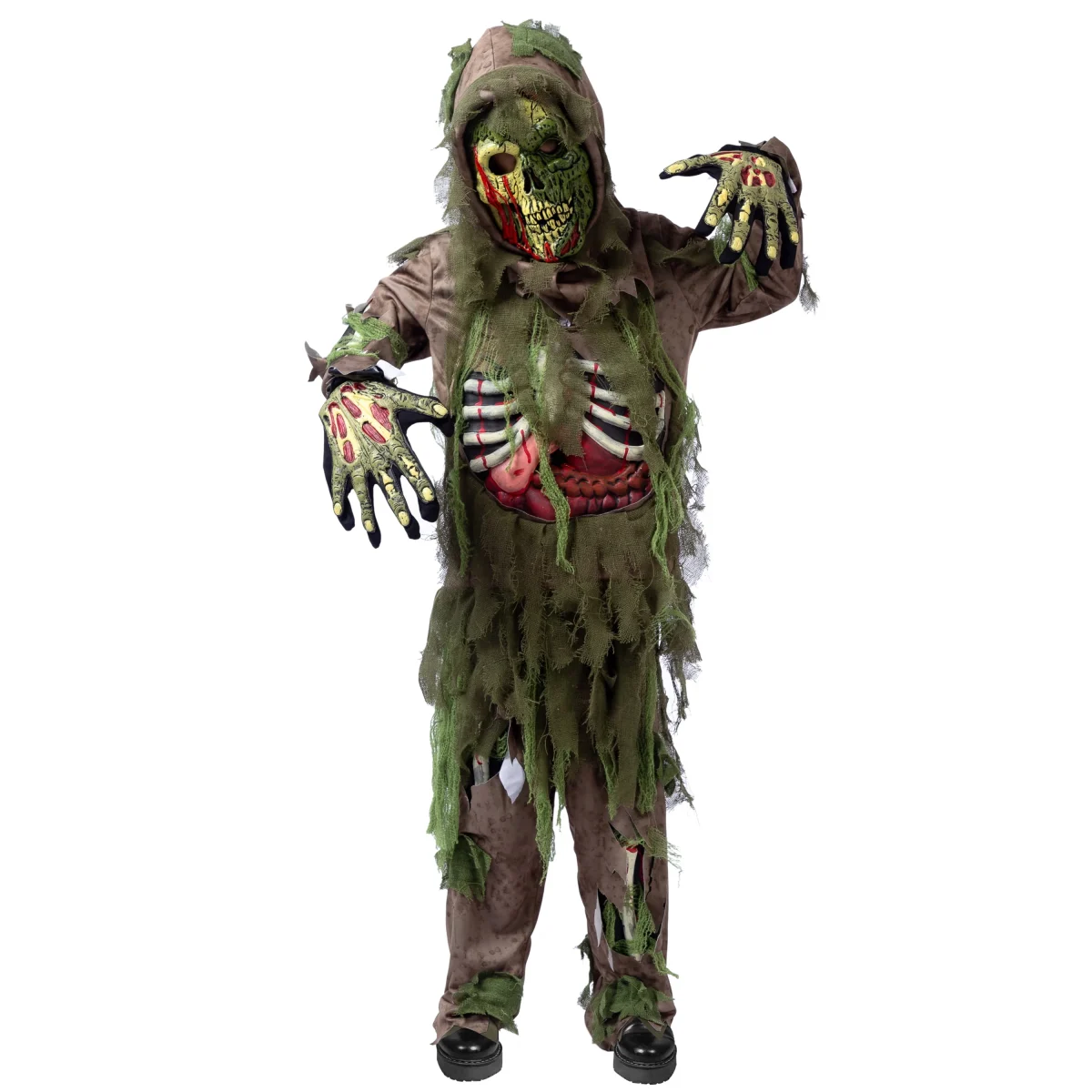 Joyfy Halloween Swamp Skeleton Living Dead Zombie Costume for Boys, Scary Zombie Costume for Kids Halloween Monster Them