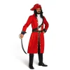 Joyfy Mens Pirate Captain Costume Set, Red Deluxe Captain Outfit for Adult Halloween Fancy Dress Up Party Cosplay