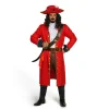 Joyfy Mens Pirate Captain Costume Set, Red Deluxe Captain Outfit for Adult Halloween Fancy Dress Up Party Cosplay