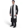 Joyfy Men's Priest Costume Black Priest Father Robe Stole for Halloween Party Dress up Cosplay