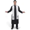 Joyfy Men's Priest Costume Black Priest Father Robe Stole for Halloween Party Dress up Cosplay