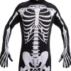Joyfy Skeleton Costume for Adults, Skeleton Bone Bodysuit Halloween Costumes for Men with Skeleton Hood Mask, Halloween