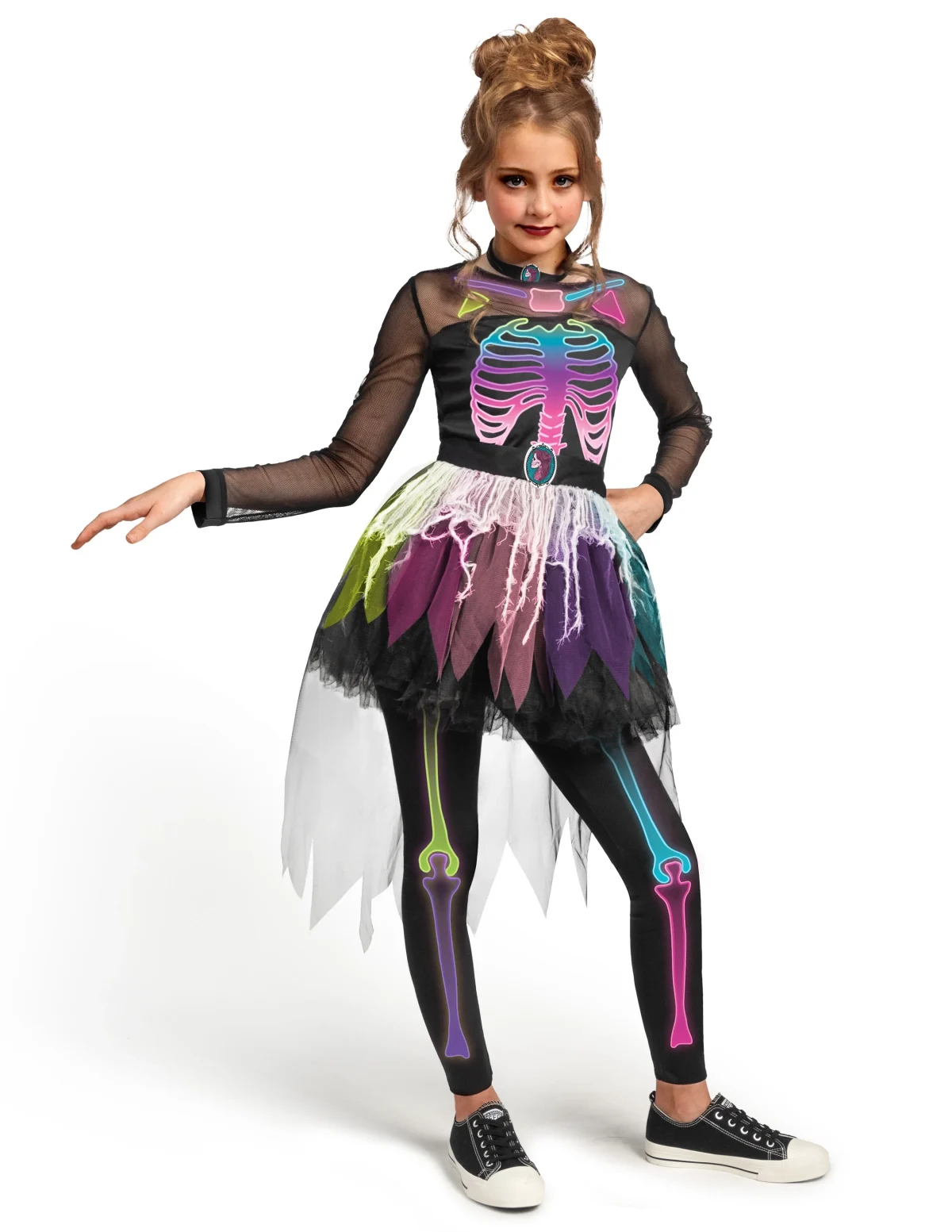 Joyfy Skeleton Tutu Dress for Girls, Skeleton Costume for Kids Halloween Dress Up Party Role Playing Cosplay