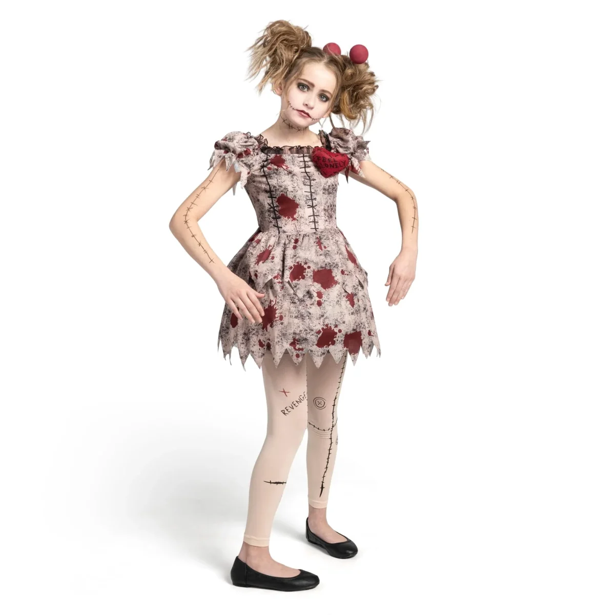 Joyfy Voodoo Costume for Girls, Voodoo Doll Dress Halloween Scary Costume for Kids Halloween Dress up Fancy Dress Cospla