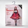 Joyfy Women Little Red Riding Hooded Costume with Dress, Cape and Gloves, Adult Women Halloween Costume for Halloween Pa