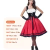 Joyfy Women Little Red Riding Hooded Costume with Dress, Cape and Gloves, Adult Women Halloween Costume for Halloween Pa