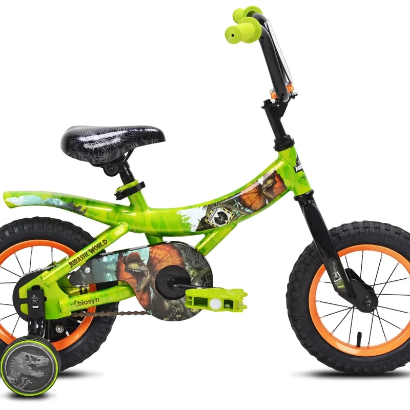 Jurassic World 12-inch Raptor Boys Bicycle With Training Wheels, Green And Orange