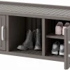 KAMABOKO Outdoor Shoe Storage Cabinet, Black, 2 Doors
