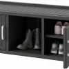 KAMABOKO Outdoor Shoe Storage Cabinet, Black, 2 Doors