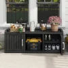 KAMABOKO Outdoor Shoe Storage Cabinet, Black, 2 Doors