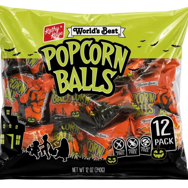 Kathy Kaye's Halloween Sweet & Salty Popcorn Balls, 12 Count. Gluten Free, Peanut and Tree-Nut Free