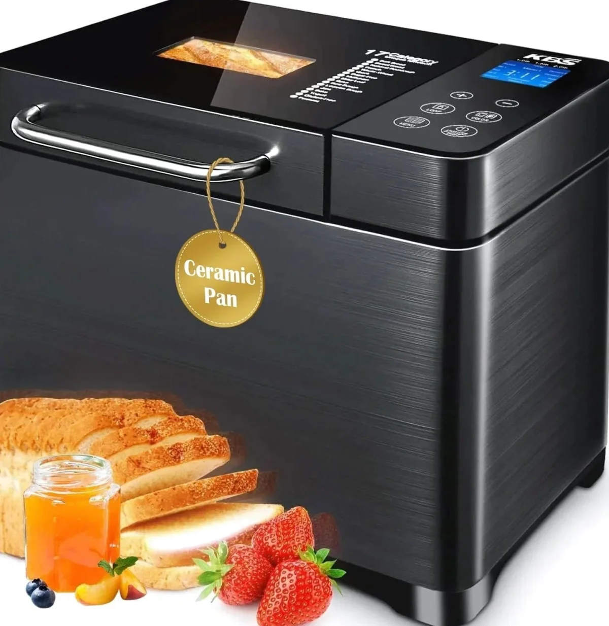 KBS 17-in-1 Stainless Steel Bread Machine, 710W, 2 lb - Dual Heaters