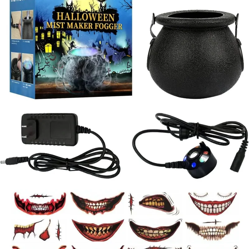 kcavykas Halloween LED Witch Jar Atomizer Lamp, Black, 13.34x4.33in - Decor