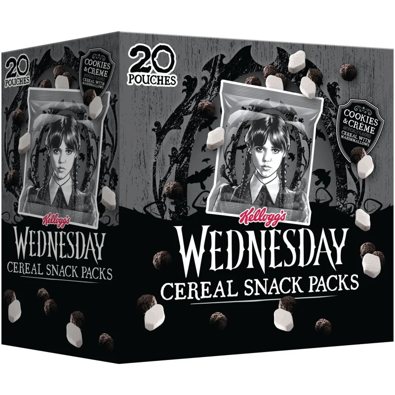 Kellogg's Cookies and Crème with Marshmallows Cereal Pouches, Whole Grain, 9 oz, 20 Count