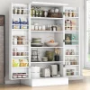 kepptory Pantry Storage Cabinet With Doors, 26 inch W x 16 inch D x 47 inch H, White - vsbcxzbsd