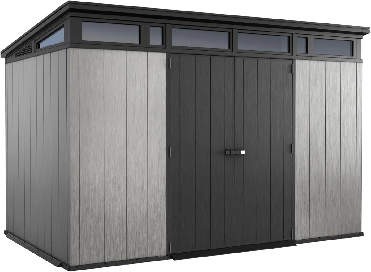 Keter Artisan 11x7 Modern Resin Outdoor Storage Shed Kit - Grey & Black