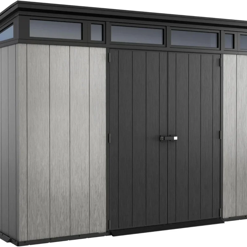 Keter Artisan 11x7 Modern Resin Outdoor Storage Shed Kit - Grey & Black