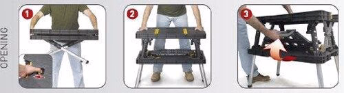 Keter Folding Work Table With 2 12 Inch Clamps, Black/Yellow - 17182239