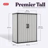 Keter Premier Tall Vertical Resin Outdoor Storage Shed With Floor And Locking Double Doors - Grey
