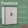 Keter Premier Tall Vertical Resin Outdoor Storage Shed With Floor And Locking Double Doors - Grey