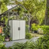 Keter Premier Tall Vertical Resin Outdoor Storage Shed With Floor And Locking Double Doors - Grey