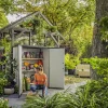 Keter Premier Tall Vertical Resin Outdoor Storage Shed With Floor And Locking Double Doors - Grey