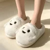 KEVCHE Halloween Ghost Pumpkin House Slippers, Warm Cozy Plush Slippers for Indoor Outdoor Home, Cute Spooky Holiday Foo