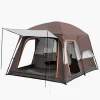 KFeng 12 Person Camping Tent, 2 Rooms, 3 Mesh Doors, 3 Mesh Windows, Brown