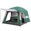 KFeng 12 Person Camping Tent, 2 Rooms, 3 Mesh Doors, 3 Mesh Windows, Brown