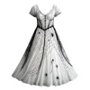KICILVS Gothic Clothes For Women Black Spiderweb And Spider Print Flowing V Neck Long Maxi Dress Halloween Cosplay Gothi