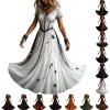 KICILVS Gothic Clothes For Women Black Spiderweb And Spider Print Flowing V Neck Long Maxi Dress Halloween Cosplay Gothi